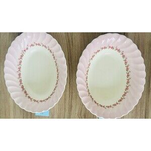 MYOTT OLDE CHELSEA CHINA PETITE PINK SWIRL RIM ROSES 2 Oval Serving Bowls